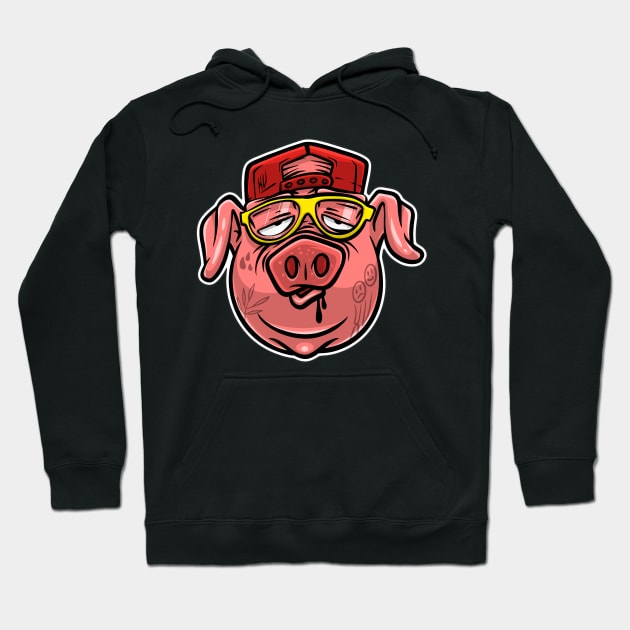 Funny Cute Tattooed Pig Face Hoodie by teeleoshirts